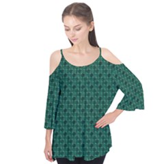 Green Pattern Flutter Tees