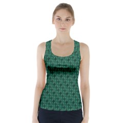 Green Pattern Racer Back Sports Top