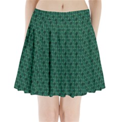 Green Pattern Pleated Mini Skirt