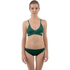 Green Pattern Wrap Around Bikini Set