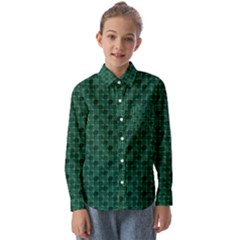 Green Pattern Kids  Long Sleeve Shirt