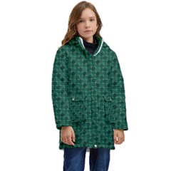 Green Pattern Kid s Hooded Longline Puffer Jacket by Sparkle