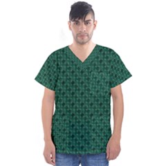 Green Pattern Men s V-Neck Scrub Top