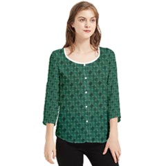 Green Pattern Chiffon Quarter Sleeve Blouse by Sparkle