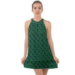 Green Pattern Halter Tie Back Chiffon Dress