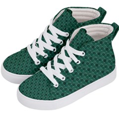 Green Pattern Kids  Hi-Top Skate Sneakers