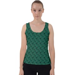 Green Pattern Velvet Tank Top