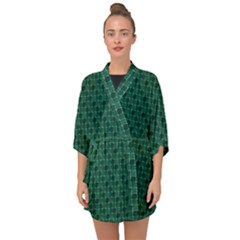 Green Pattern Half Sleeve Chiffon Kimono