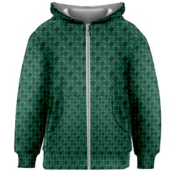 Green Pattern Kids  Zipper Hoodie Without Drawstring