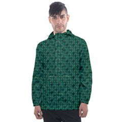 Green Pattern Men s Front Pocket Pullover Windbreaker