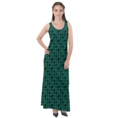 Green Pattern Sleeveless Velour Maxi Dress