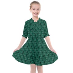 Green Pattern Kids  All Frills Chiffon Dress