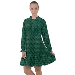 Green Pattern All Frills Chiffon Dress