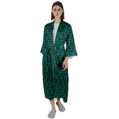 Green Pattern Maxi Satin Kimono