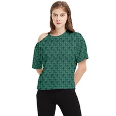 Green Pattern One Shoulder Cut Out Tee