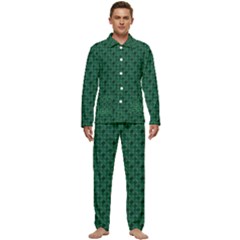 Green Pattern Men s Long Sleeve Velvet Pocket Pajamas Set