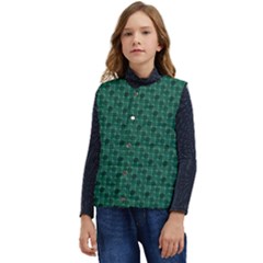 Green Pattern Kid s Short Button Up Puffer Vest	