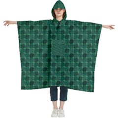 Green Pattern Women s Hooded Rain Ponchos