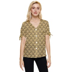 Flowers Bow Sleeve Button Up Top by Sparkle