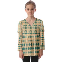 Pattern 27 Kids  V Neck Casual Top by GardenOfOphir