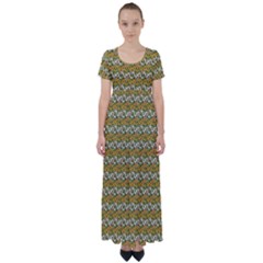 Pattern High Waist Short Sleeve Maxi Dress by Sparkle