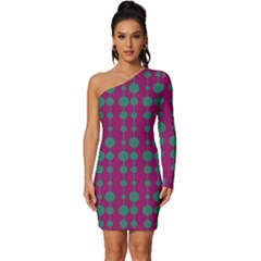 Pattern 26 Long Sleeve One Shoulder Mini Dress by GardenOfOphir