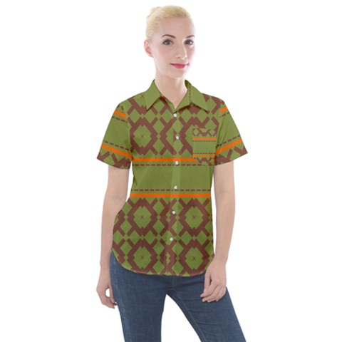 Pattern 29 Women s Short Sleeve Pocket Shirt by GardenOfOphir