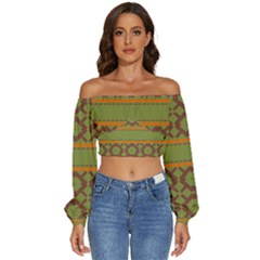 Pattern 29 Long Sleeve Crinkled Weave Crop Top