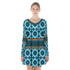 Pattern 28 Long Sleeve Velvet V-neck Dress