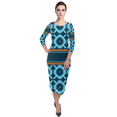 Pattern 28 Quarter Sleeve Midi Velour Bodycon Dress