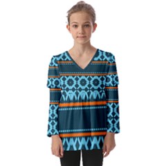 Pattern 28 Kids  V Neck Casual Top