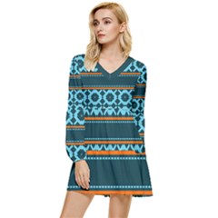 Pattern 28 Tiered Long Sleeve Mini Dress