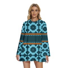 Pattern 28 Round Neck Long Sleeve Bohemian Style Chiffon Mini Dress