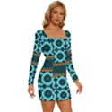 Pattern 28 Long Sleeve Square Neck Bodycon Velvet Dress View3