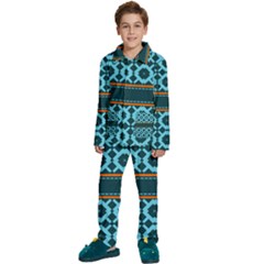 Pattern 28 Kids  Long Sleeve Velvet Pajamas Set by GardenOfOphir