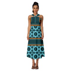 Pattern 28 Sleeveless Cross Front Cocktail Midi Chiffon Dress