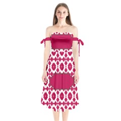 Pattern 30 Shoulder Tie Bardot Midi Dress by GardenOfOphir