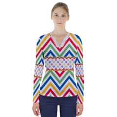 Pattern 34 V-neck Long Sleeve Top by GardenOfOphir