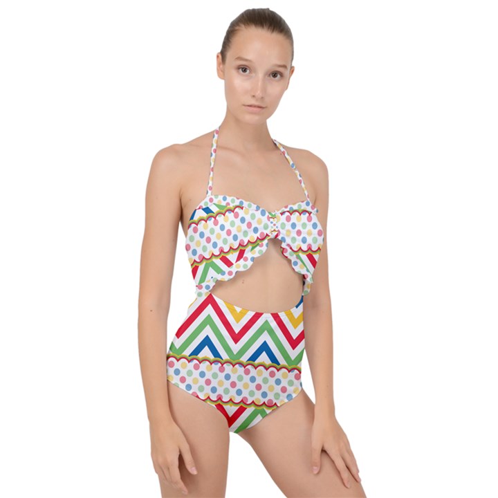 Pattern 34 Scallop Top Cut Out Swimsuit