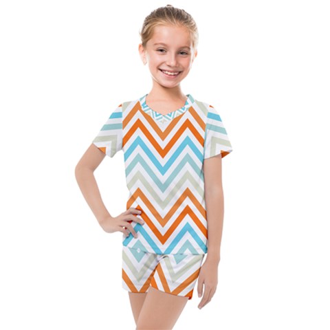 Pattern 36 Kids  Mesh Tee And Shorts Set by GardenOfOphir