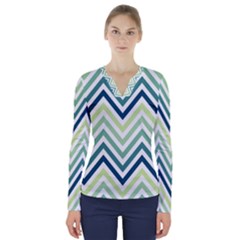 Pattern 37 V-neck Long Sleeve Top by GardenOfOphir