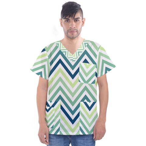 Pattern 37 Men s V-neck Scrub Top by GardenOfOphir