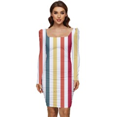 Pattern 45 Women Long Sleeve Ruched Stretch Jersey Dress by GardenOfOphir