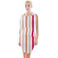 Stripe Pattern Quarter Sleeve Hood Bodycon Dress by GardenOfOphir