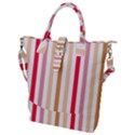 Stripe Pattern Buckle Top Tote Bag View1