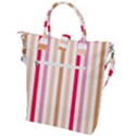 Stripe Pattern Buckle Top Tote Bag View2