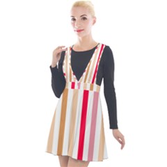 Stripe Pattern Plunge Pinafore Velour Dress by GardenOfOphir