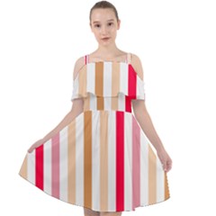 Stripe Pattern Cut Out Shoulders Chiffon Dress by GardenOfOphir