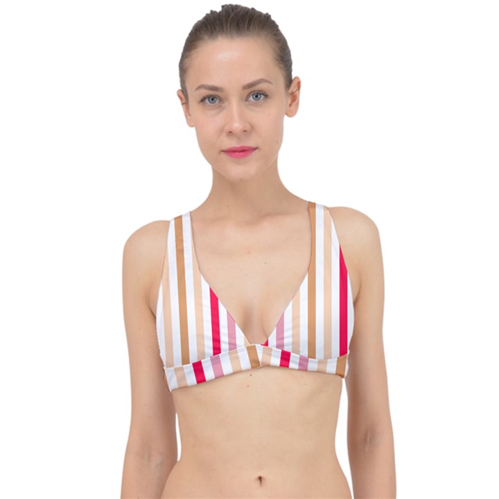 Stripe Pattern Classic Banded Bikini Top