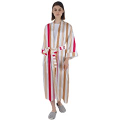 Stripe Pattern Maxi Satin Kimono by GardenOfOphir